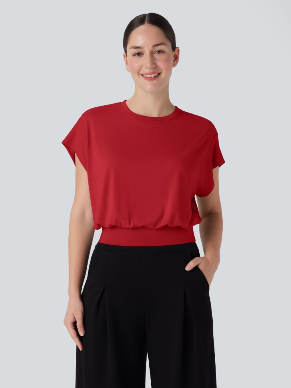 NEW Halara Round Neck Short Batwing Sleeve Shirt Size S